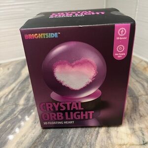 BRIGHTSIDE CRYSTAL ORB LIGHT 3D FLOATING HEART Color Changing NWT